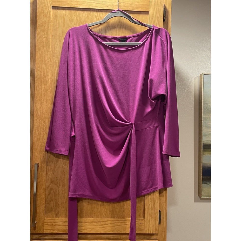 Ann Taylor Bright Fuchsia Knit Top |  Colorful Formal Office | Size L